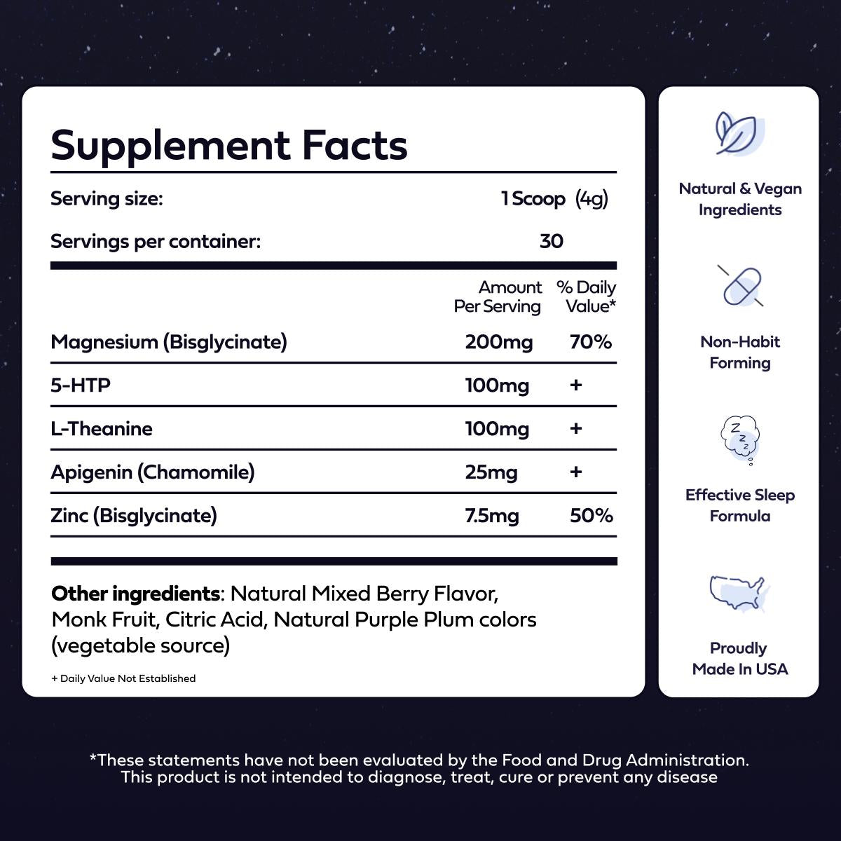 Dream Potion | Magnesium Blend with Glycine, L-Theanine, and Chamomile for Calm & Sleep | 30 Servings